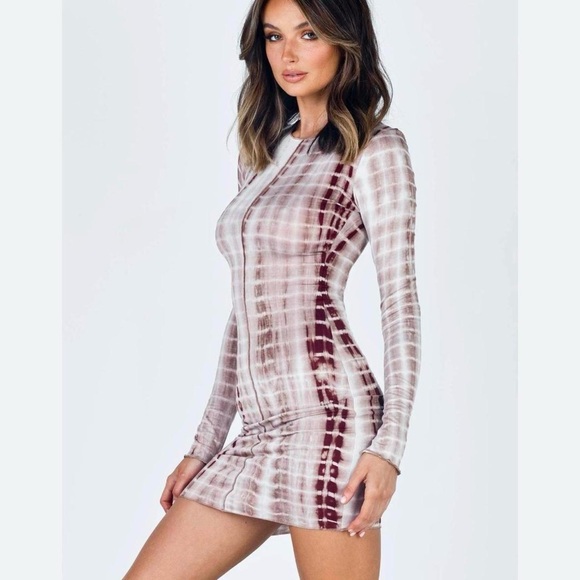 Princess Polly Brown joani tie dye mini dress - Picture 1 of 3